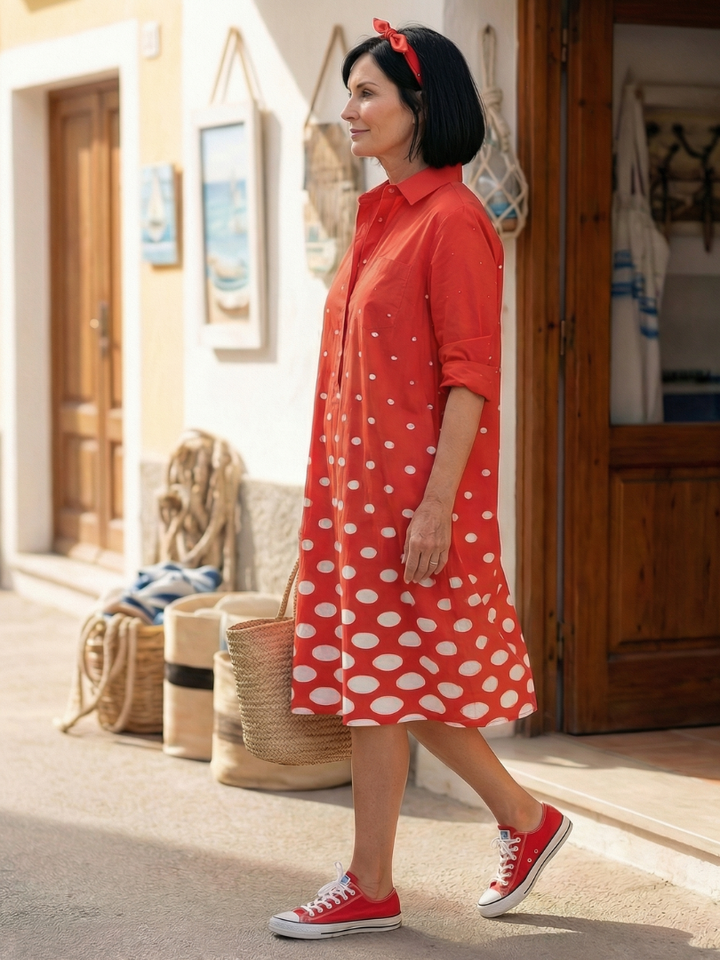 Wrenley | Bright Polka Dot Dress