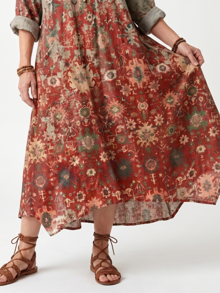 Kirra | Mixed Pattern Relaxed Pocket Midi Dress