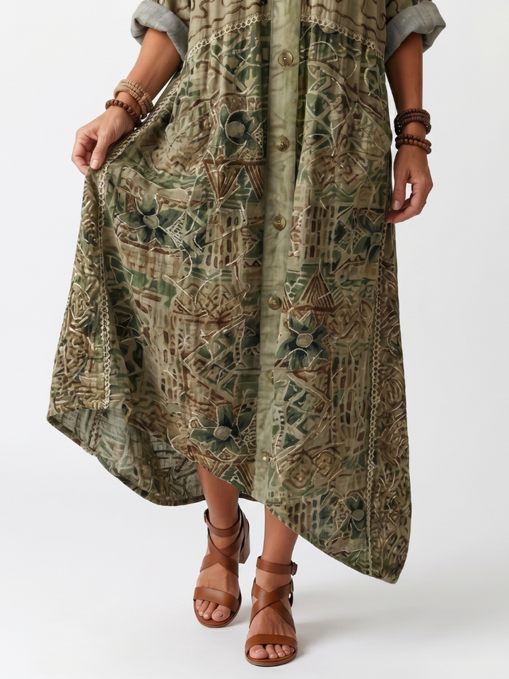 Matilda | Button Front Oversized Pocket Midi Dress