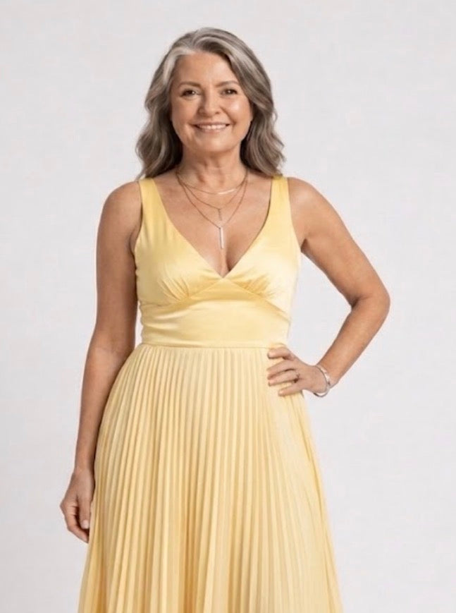 Stella & Grace™ | Pleated V-Neck Maxi Dress