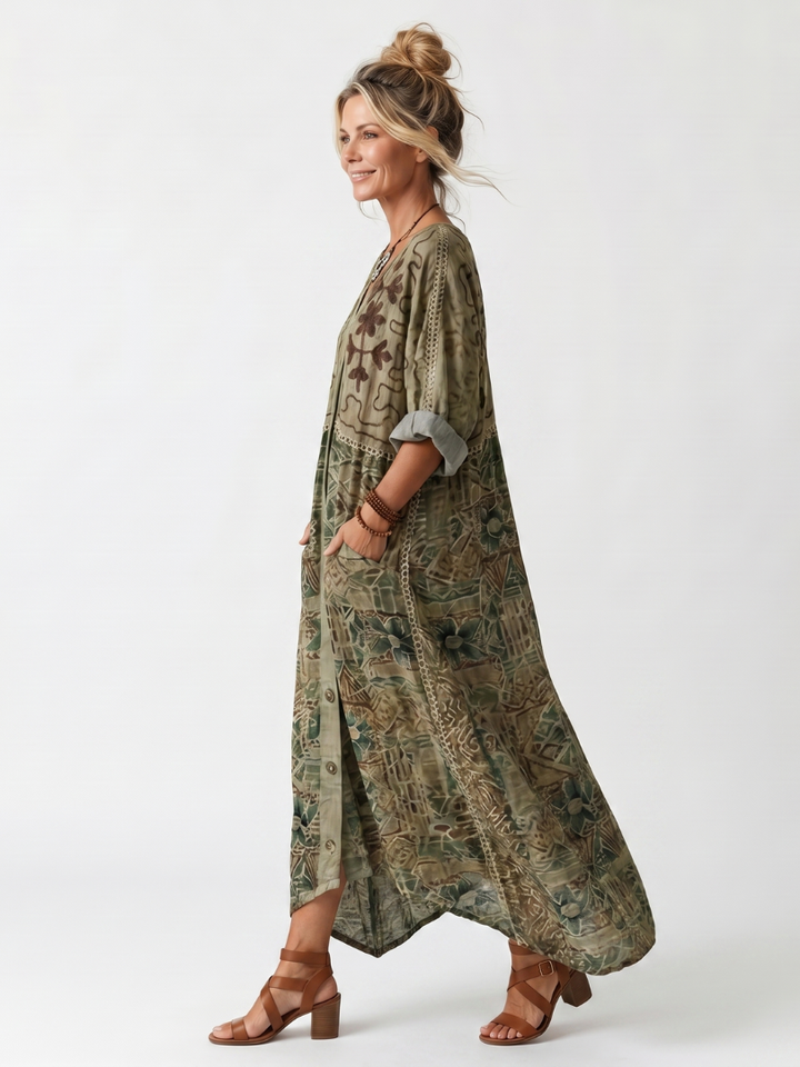 Matilda | Button Front Oversized Pocket Midi Dress