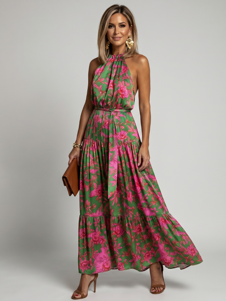 Rowen | Draped Halter Neck Midi Dress