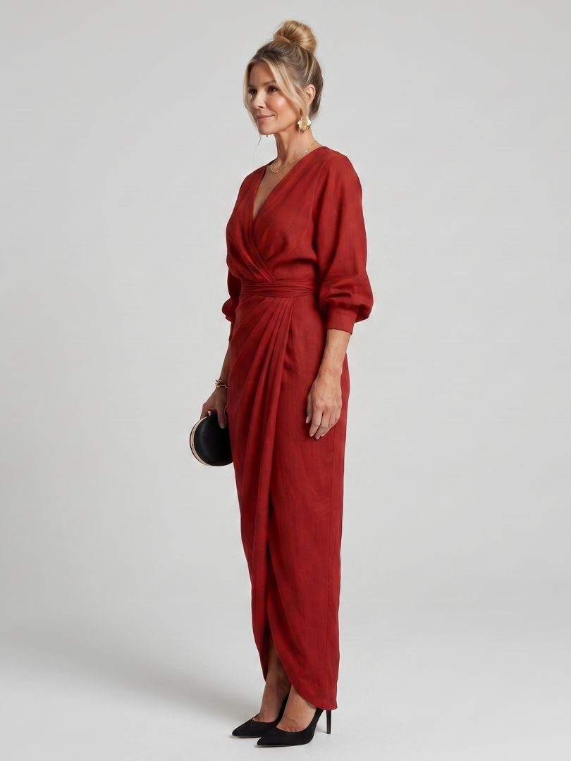 Fable | Long-Sleeve V-Neck Midi Dress