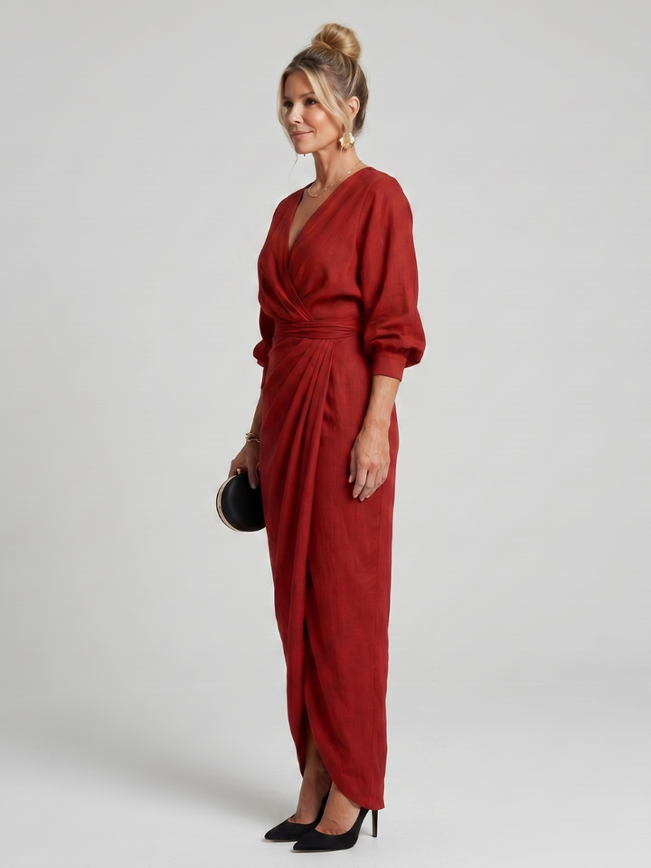 Fable | Long-Sleeve V-Neck Midi Dress