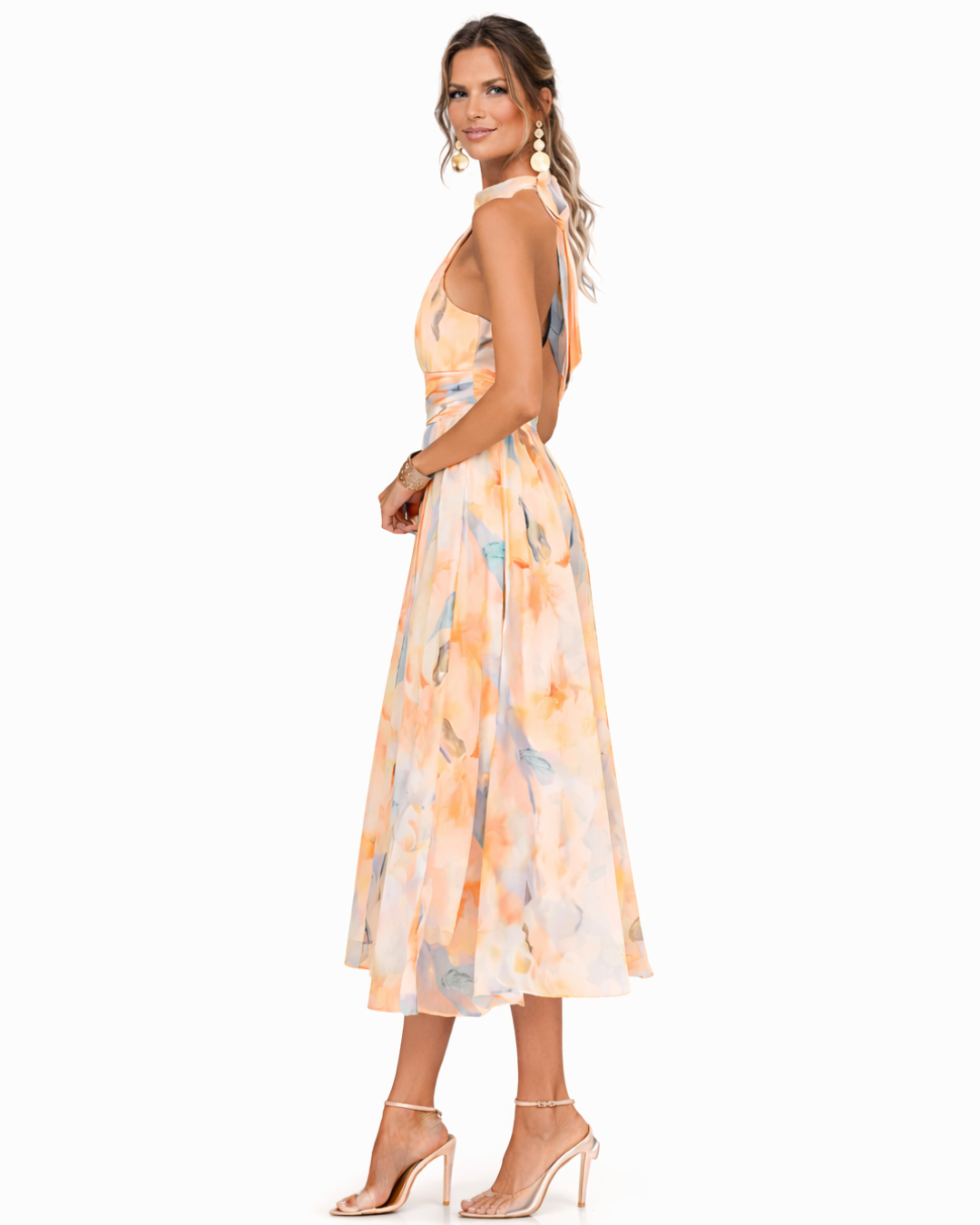 Aurora™ | Halter Neck Dress with Watercolour Print