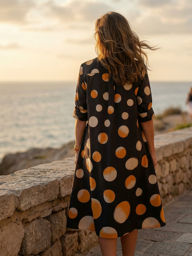 Vespera | Sunset Polka Dot Dress