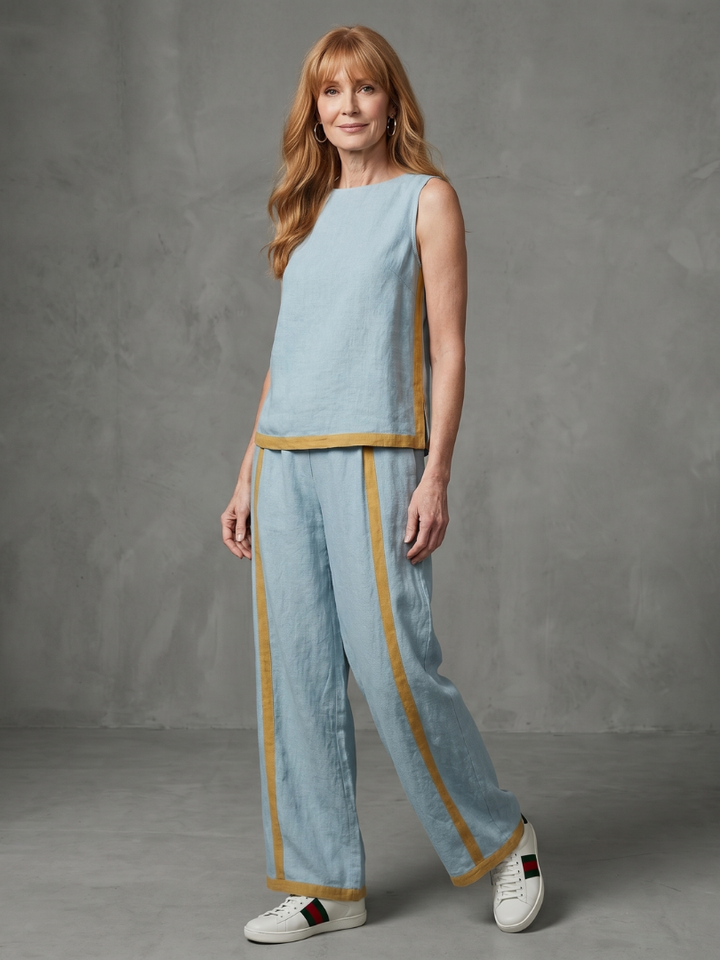 Inara | Sleeveless Top and Contrast Wide-Leg Trousers