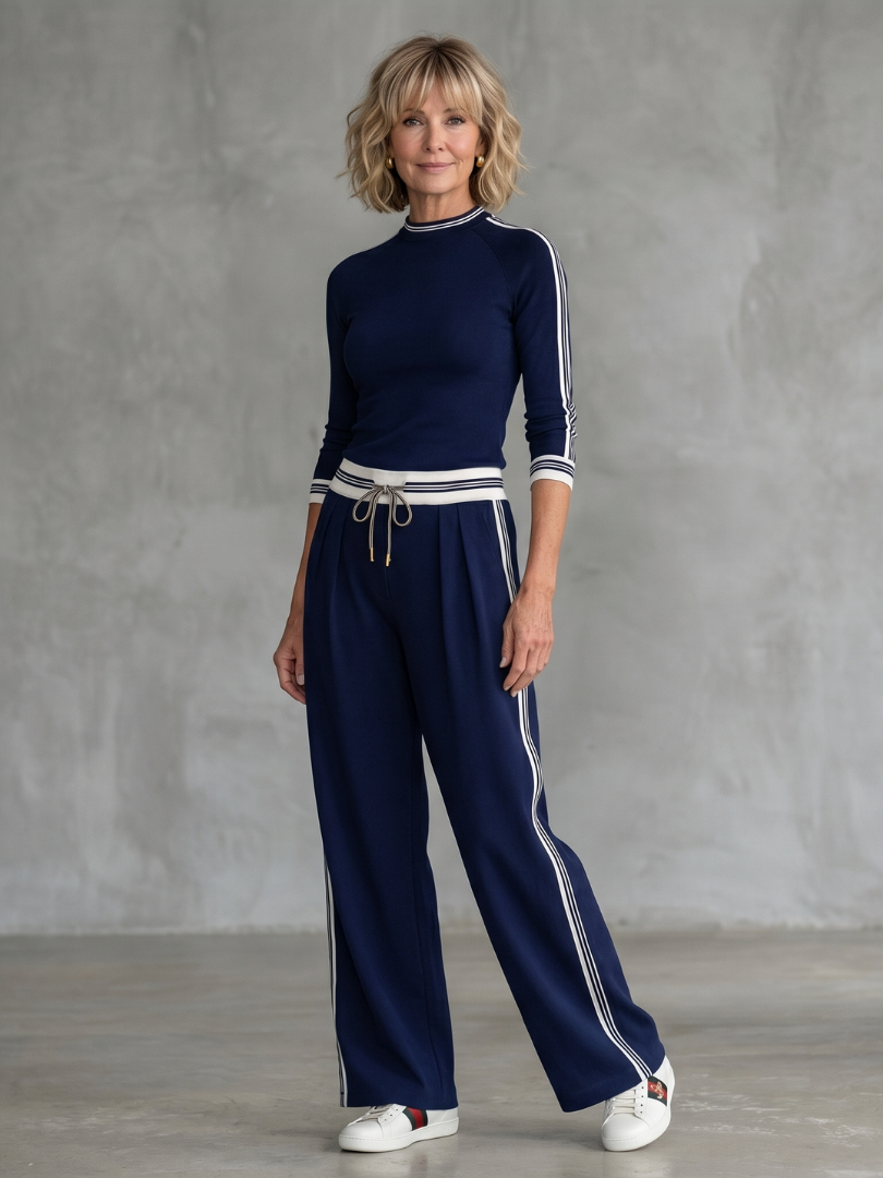 Eirlys | Fitted Long Sleeve Top and Wide-Leg Trousers Set