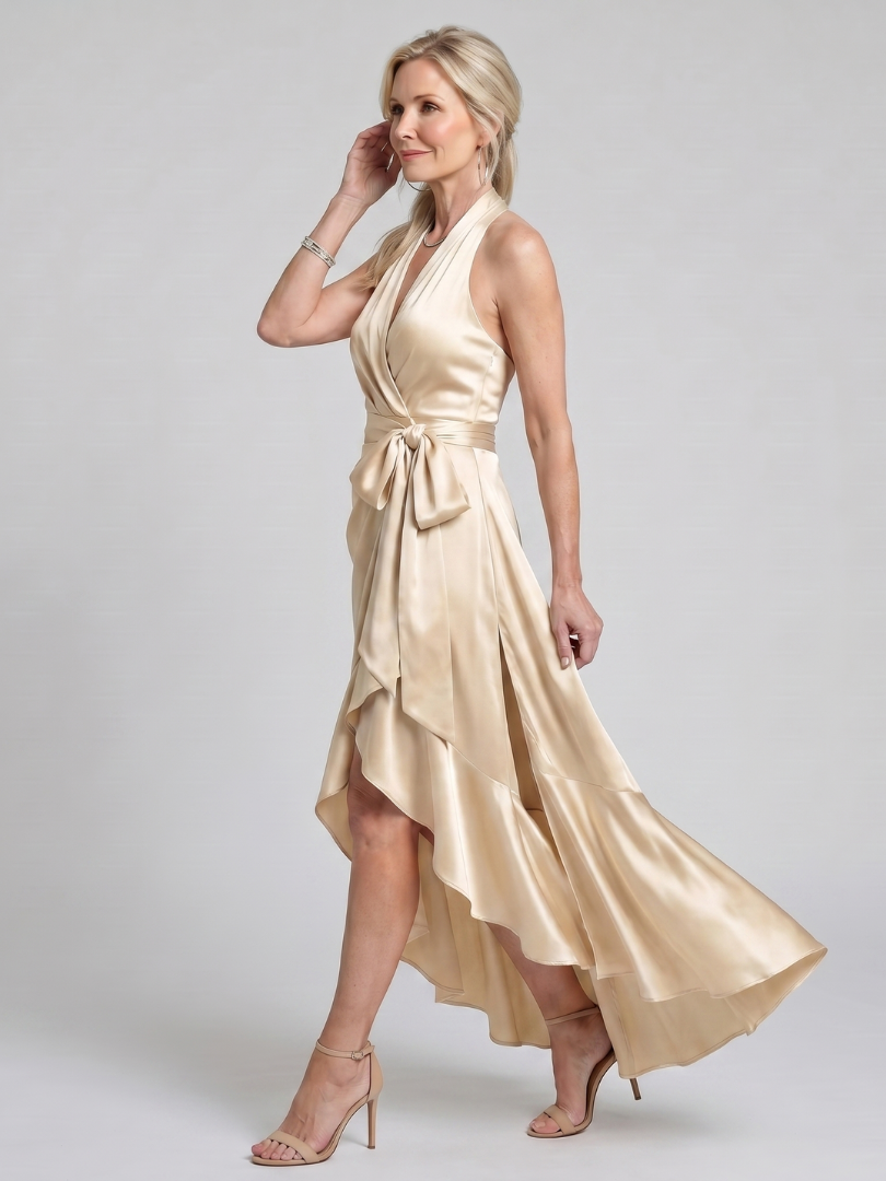 Honora | Asymmetric Halter Neck Midi Dress