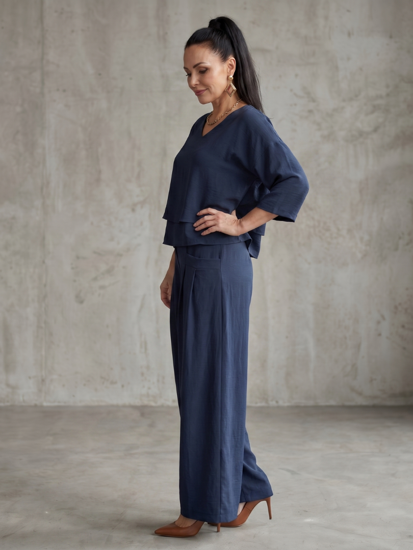 Fiume | Layered Top with Wide-Leg Trousers Set