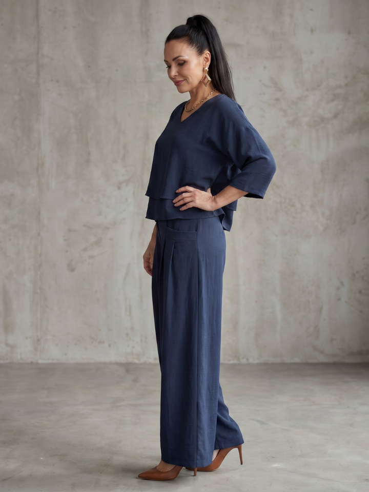 Fiume | Layered Top with Wide-Leg Trousers Set