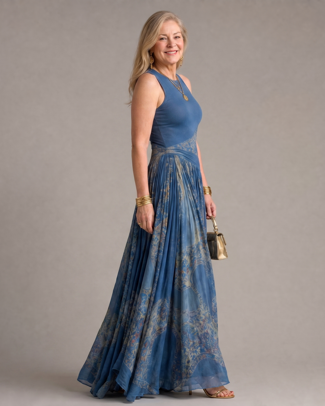 Velisse | Printed Sleeveless Corset and Flowy Maxi Skirt Set