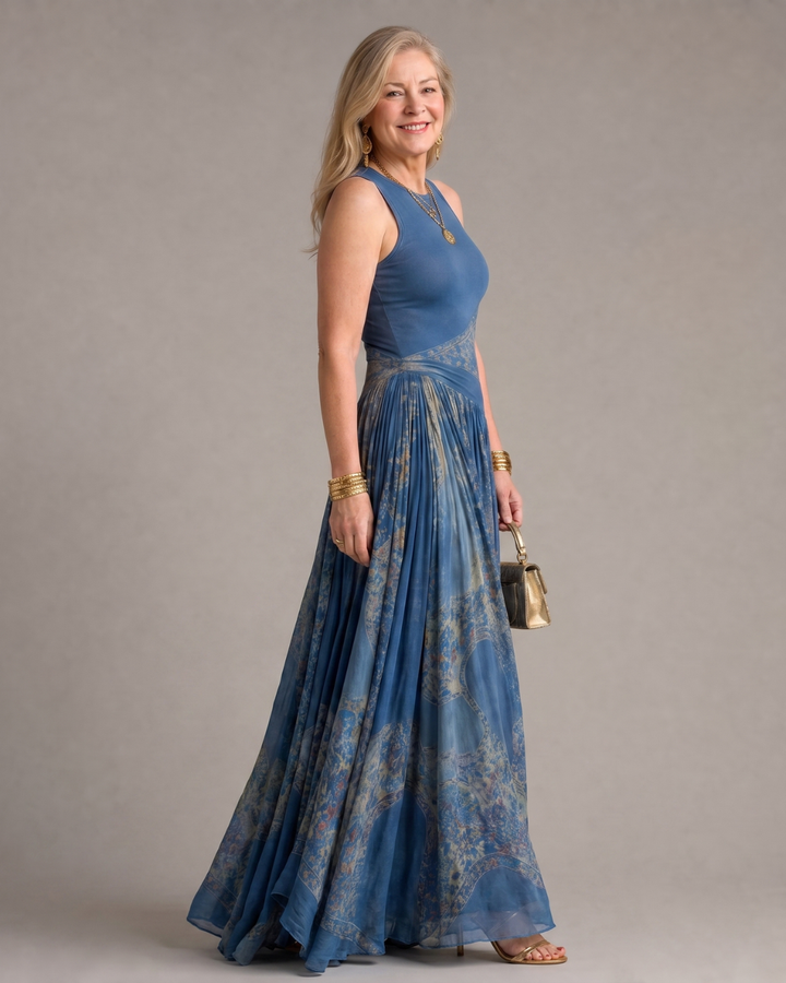 Velisse | Printed Sleeveless Corset and Flowy Maxi Skirt Set