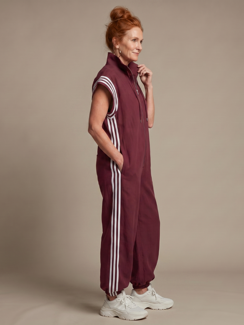 Lark | Zip Jumpsuit with Striped Panels