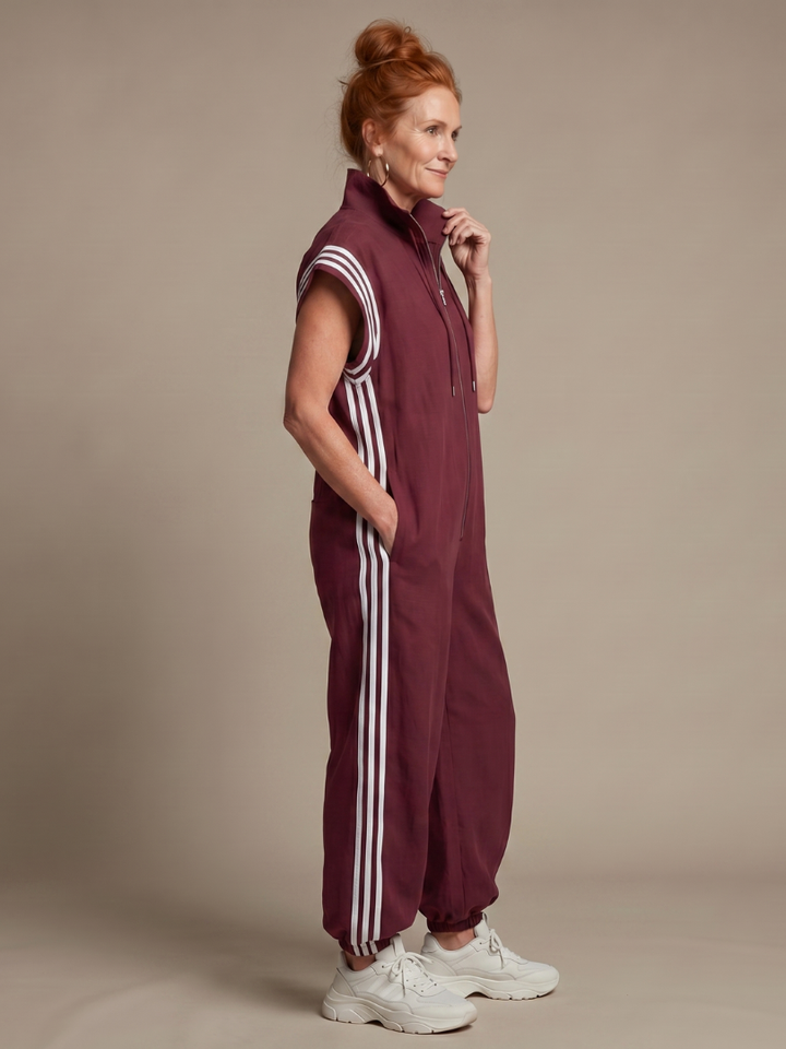 Lark | Zip Jumpsuit with Striped Panels