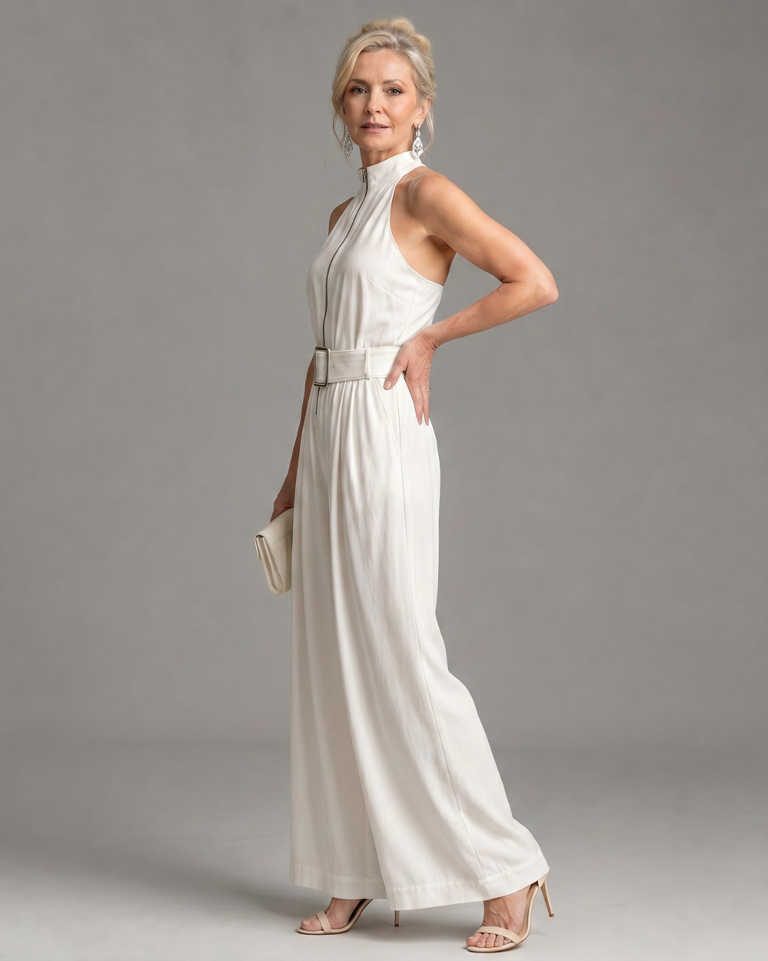 Astrielle | Sleeveless High Neck Belted Wide-Leg Jumpsuit