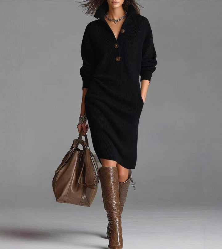 Scarlett | Elegant Winter Dress with Buttons