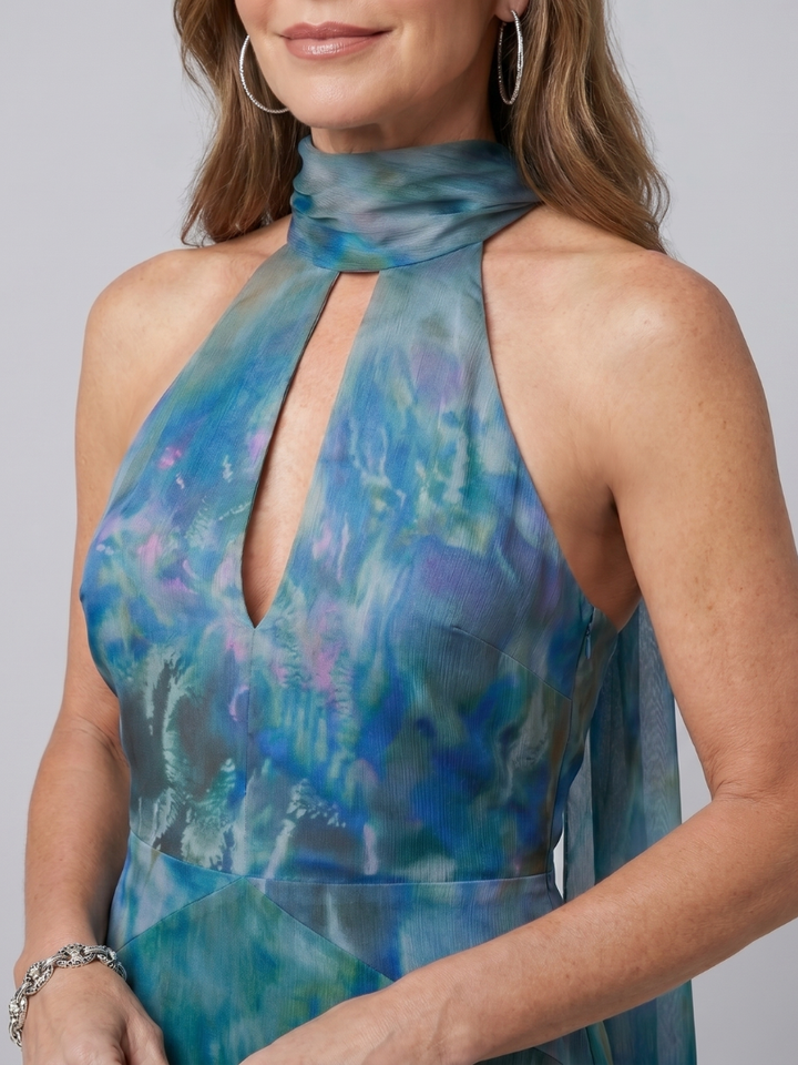 Juniper | Sleeveless Slit Halter Neck Maxi Dress