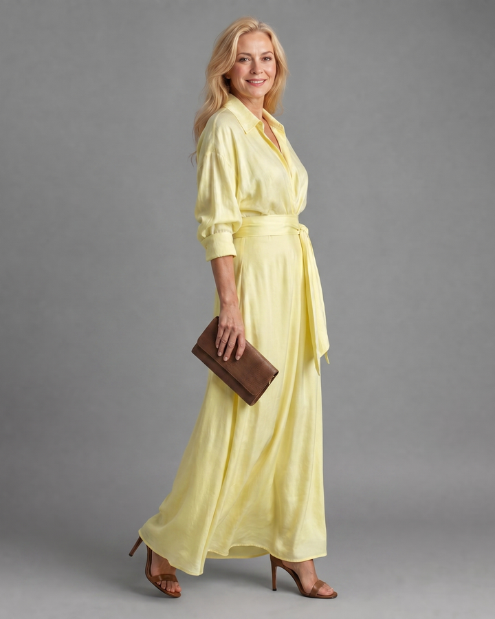 Zelith | Long Midi Dress with Collar and Belt