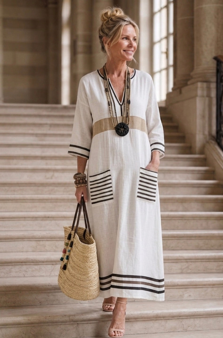 Noemi | V-Neck Short Sleeve Maxi Dress