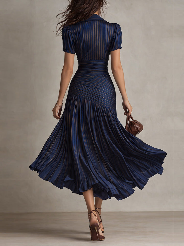 Adriana™ Retro Striped Satin Midi Dress
