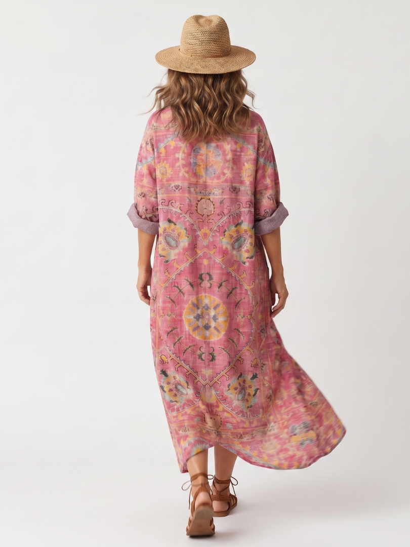 Willow | Abstract Print Relaxed Pocket Midi Dress