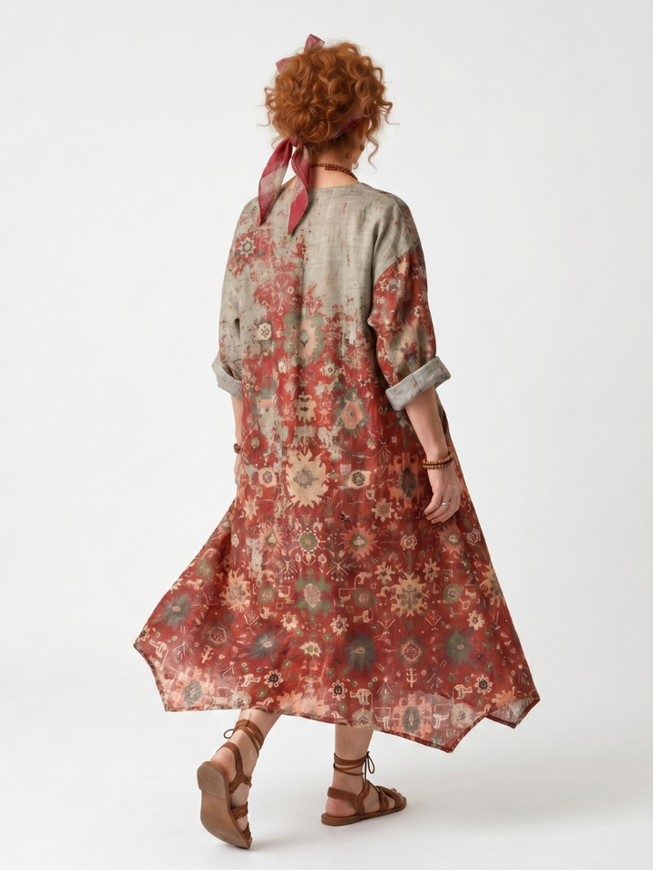 Kirra | Mixed Pattern Relaxed Pocket Midi Dress