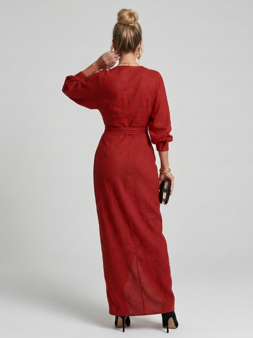 Fable | Long-Sleeve V-Neck Midi Dress