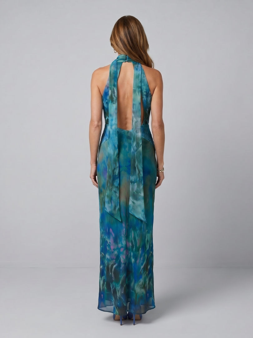 Juniper | Sleeveless Slit Halter Neck Maxi Dress