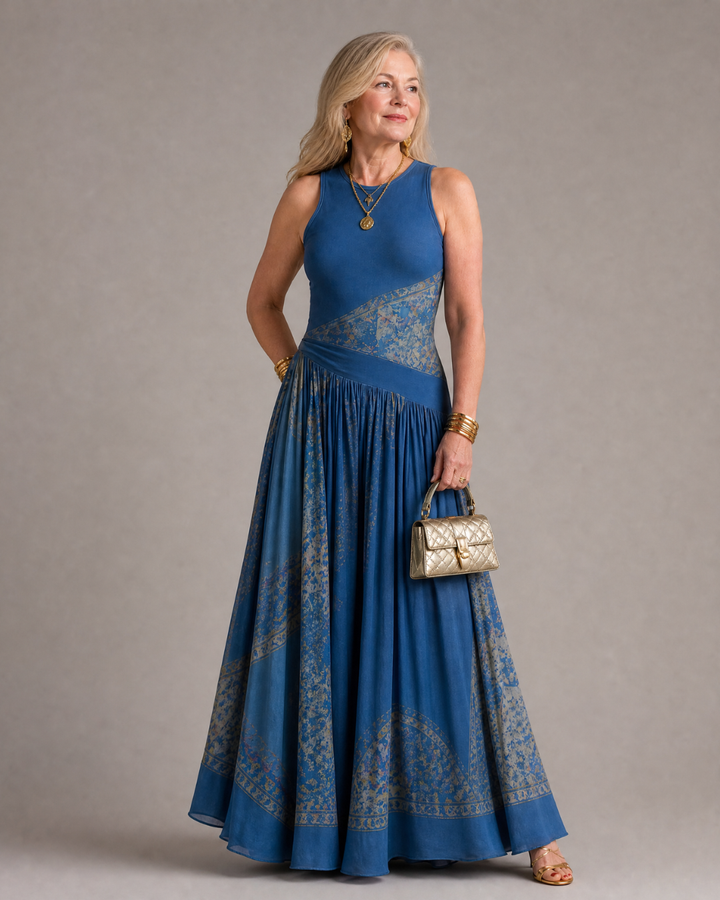 Velisse | Printed Sleeveless Corset and Flowy Maxi Skirt Set