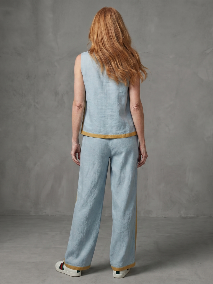 Inara | Sleeveless Top and Contrast Wide-Leg Trousers
