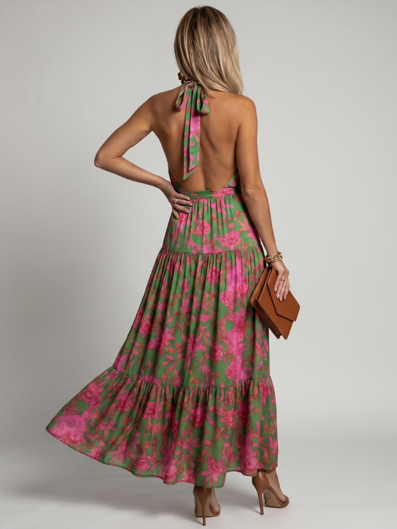 Rowen | Draped Halter Neck Midi Dress