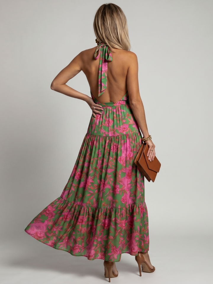 Rowen | Draped Halter Neck Midi Dress