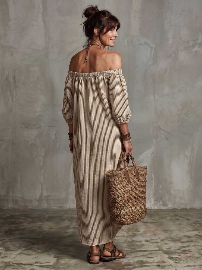 Eufemia | Off-Shoulder Striped Maxi Dress