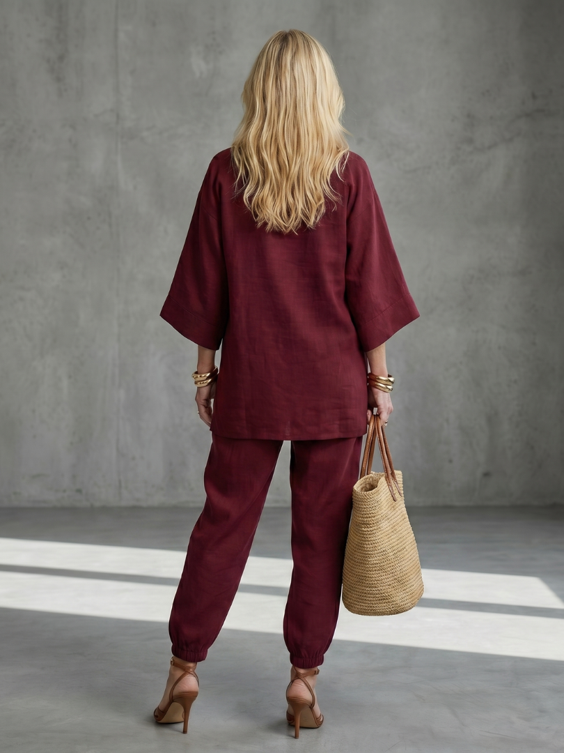 Georgiana | Viscose Tunic and Gathered Trousers Set