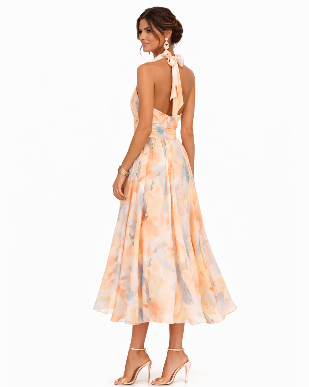 Aurora™ | Halter Neck Dress with Watercolour Print