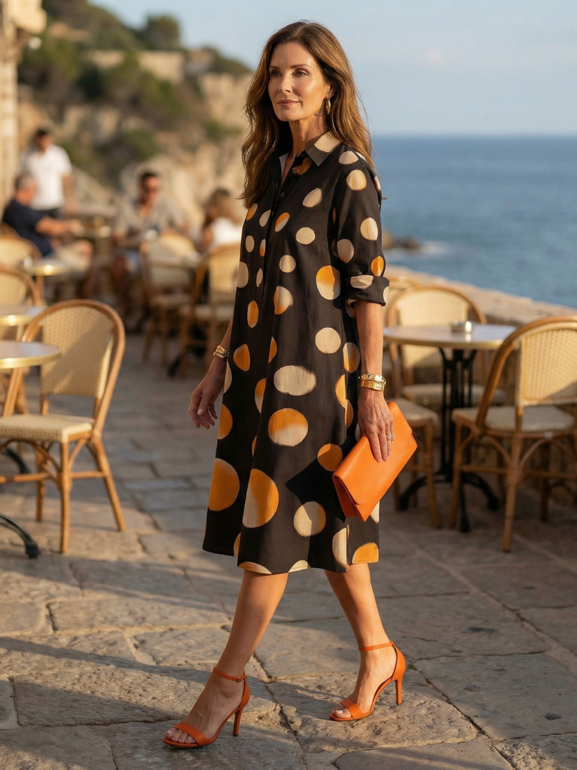 Vespera | Sunset Polka Dot Dress