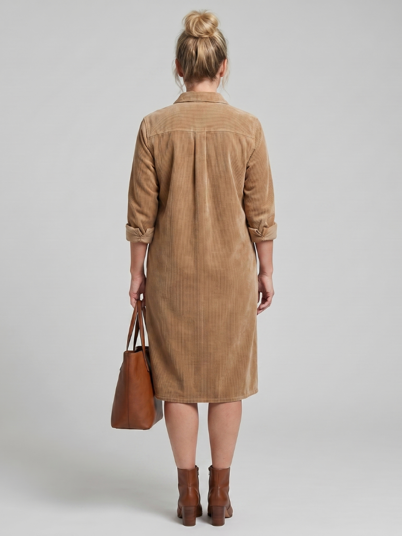 Pema | Long-Sleeve Midi Dress with Patch Pockets