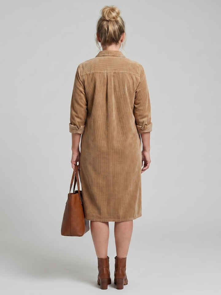 Pema | Long-Sleeve Midi Dress with Patch Pockets