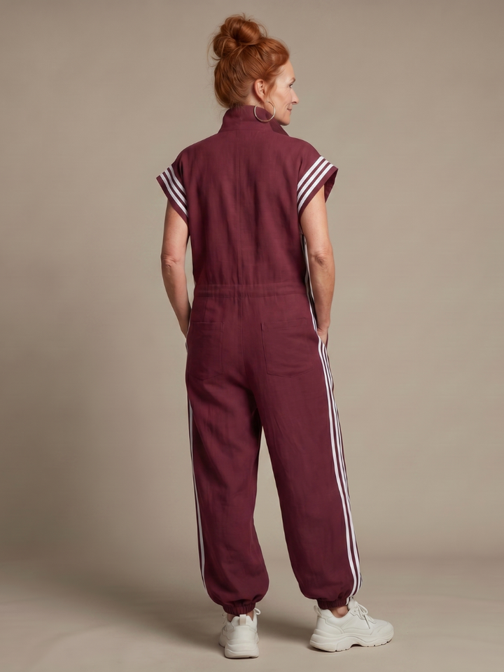 Lark | Zip Jumpsuit with Striped Panels