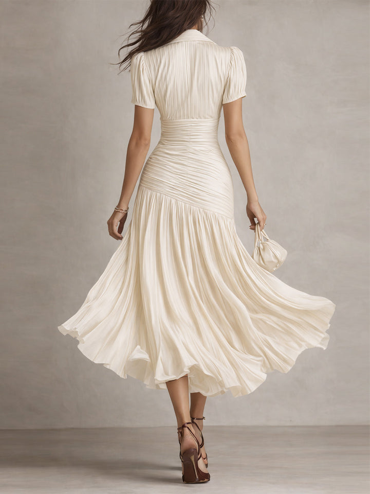 Adriana™ Retro Striped Satin Midi Dress