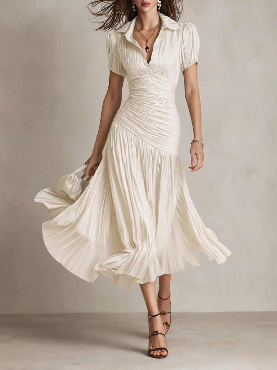 Adriana™ Retro Striped Satin Midi Dress