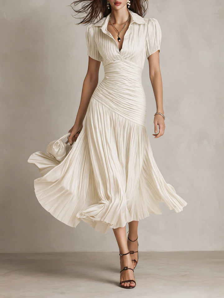 Adriana™ Retro Striped Satin Midi Dress