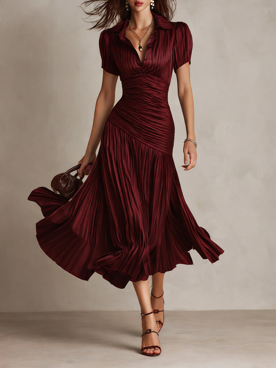 Adriana™ Retro Striped Satin Midi Dress