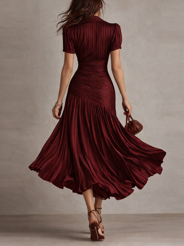 Adriana™ Retro Striped Satin Midi Dress