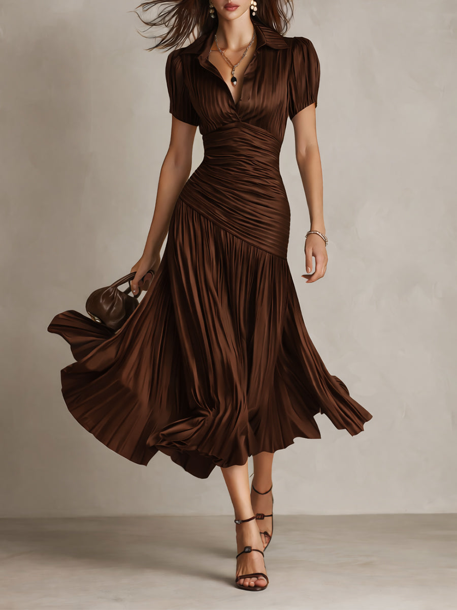 Adriana™ Retro Striped Satin Midi Dress