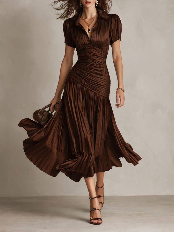 Adriana™ Retro Striped Satin Midi Dress