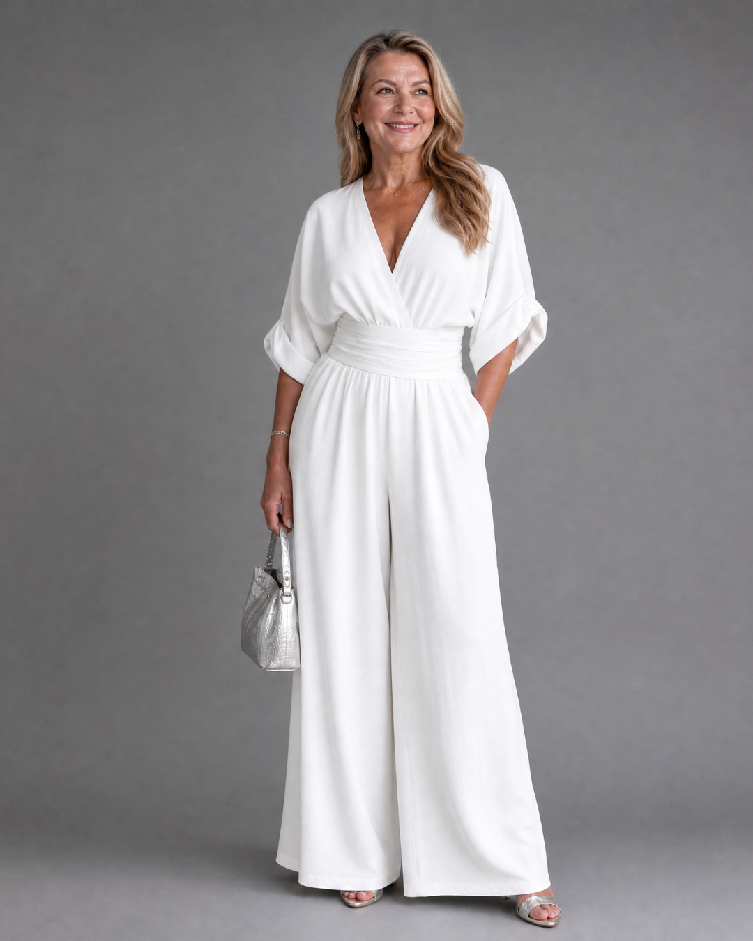Emene | Relaxed Draped V-Neck Wide-Leg Jumpsuit