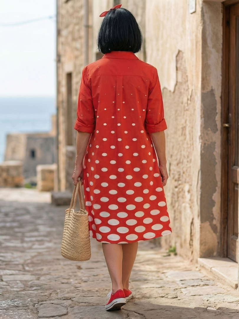Wrenley | Bright Polka Dot Dress