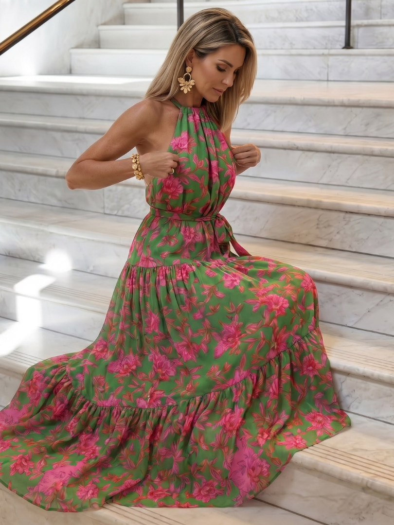Rowen | Draped Halter Neck Midi Dress